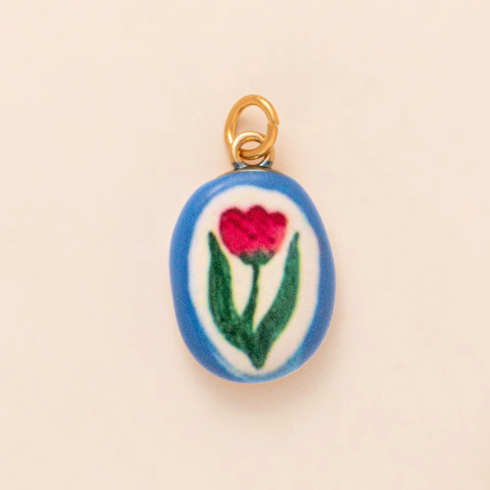 Minimalist Floral Pattern Brass PVD Plated DIY Charm Bar Pendant