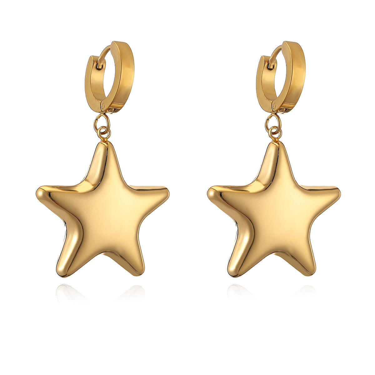 Minimalist Star and Heart-Shaped Stainless Steel Earrings for Women with Irregular Geometric Design