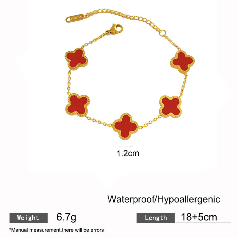 Minimalist Luxury Titanium Steel Plated Floral Bracelet