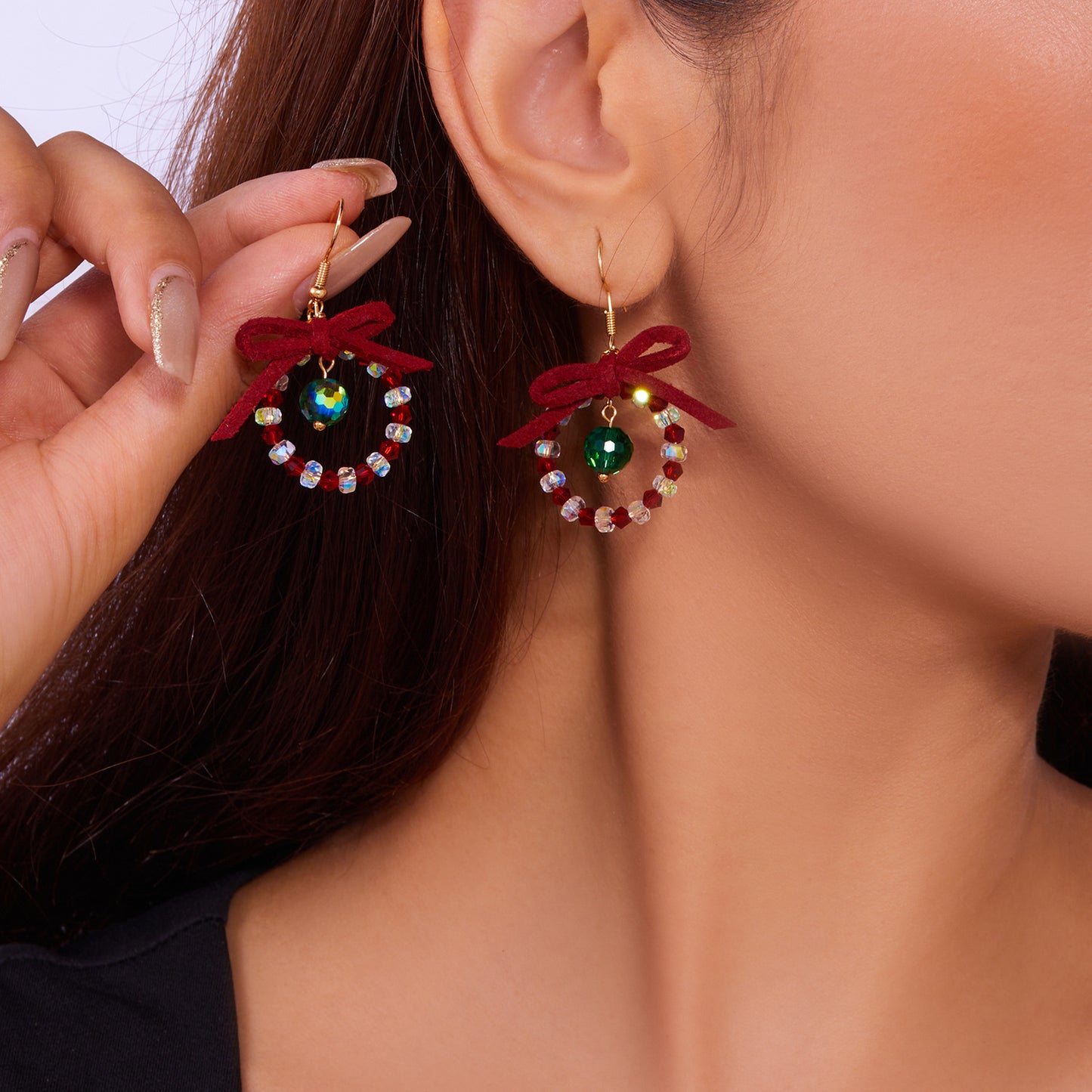 Aretes de aro de acrílico en forma de lazo estilo Ins para mujer con detalles hechos a mano