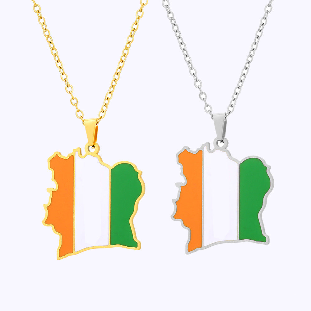 Collana Pendente Geometrica Minimalista in Acciaio Inossidabile con Finitura Smaltata Unisex