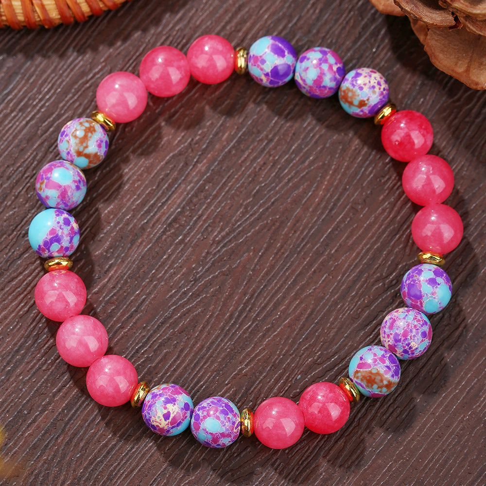 Handmade Round Natural Stone Bracelet with Citrine Tiger Eye and Hematite for Unisex