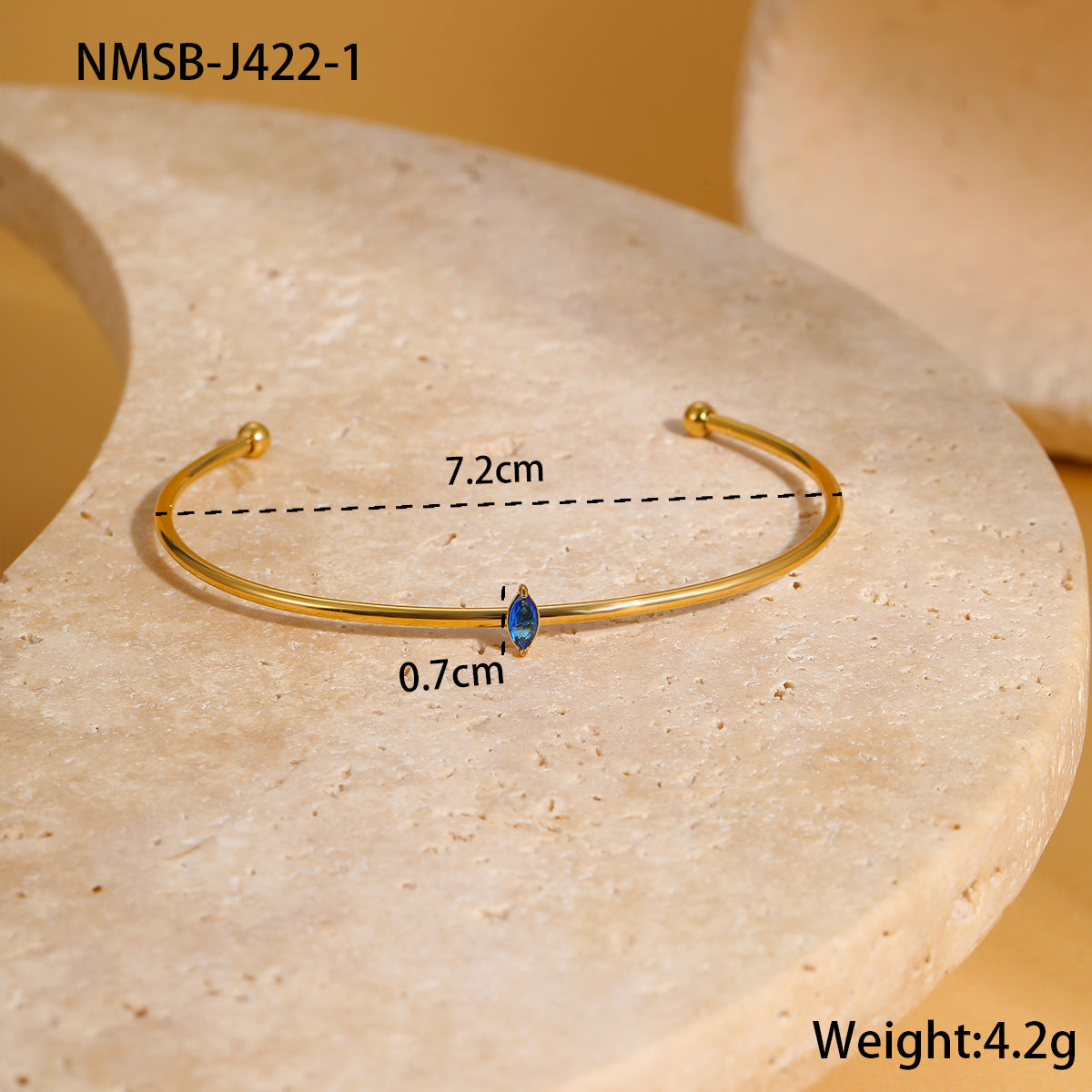 Bracciale minimalista geometrico in acciaio inossidabile con placcatura in oro e intarsio di zirconi colorati come pietra portafortuna