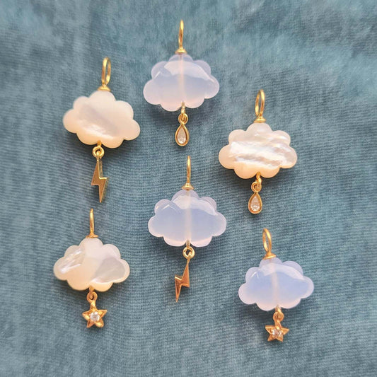 Barra de dijes de acero inoxidable chapado en PVD con nube colorida vintage para mujer