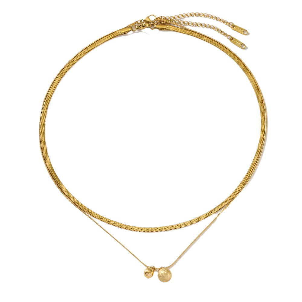 Collar minimalista geométrico de acero inoxidable con cuentas para mujer, chapado en oro de 18 quilates, cadena de clavícula
