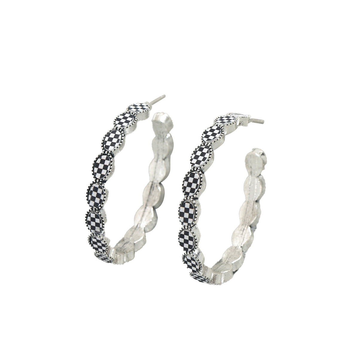 Vintage Geometric C-Shaped Earrings with Inlay Detail for Women Zinc Alloy Fashion Ear Jewelry