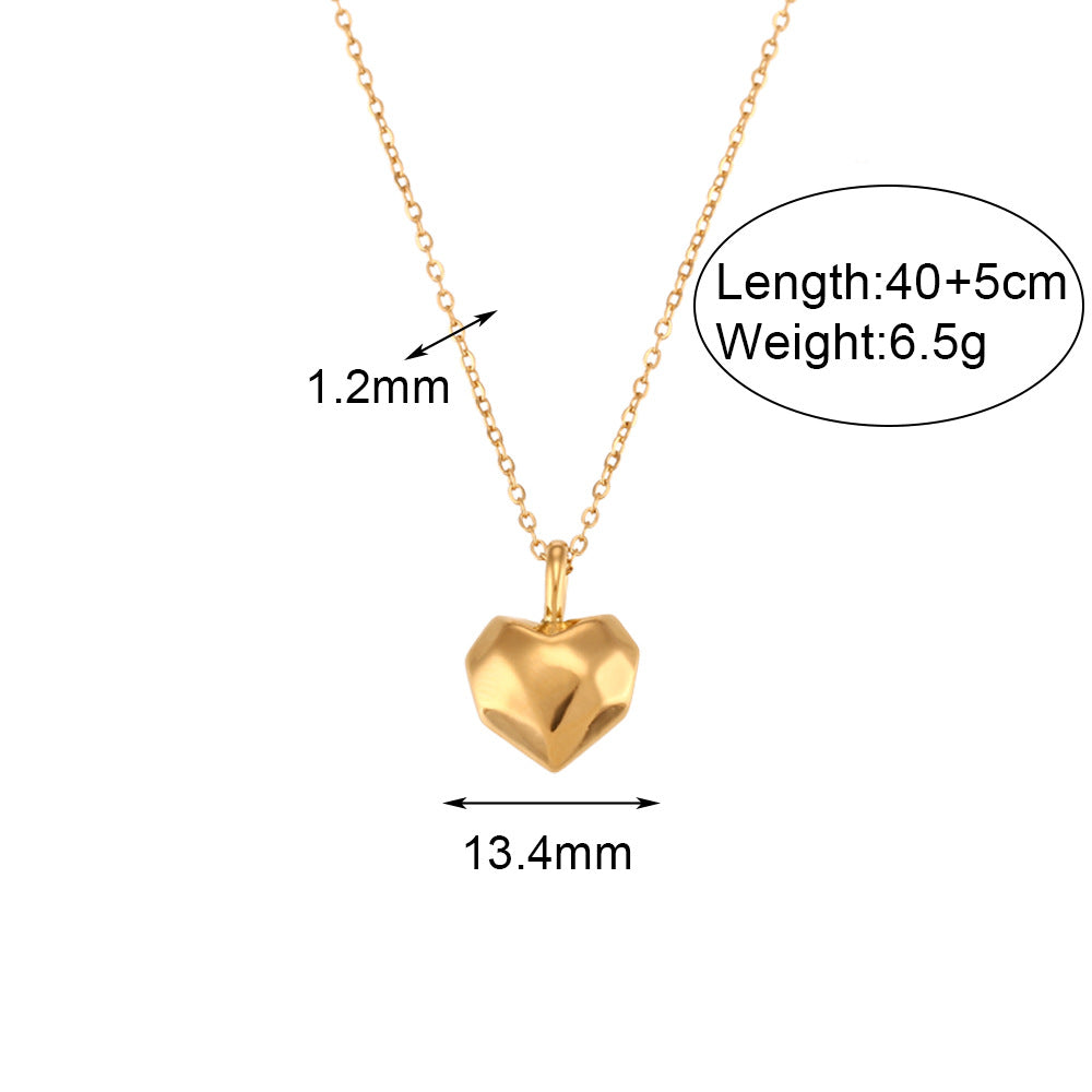 Collana con Pendente a Cuore Minimalista di Lusso in Acciaio Inossidabile con Finitura Placcata da Donna