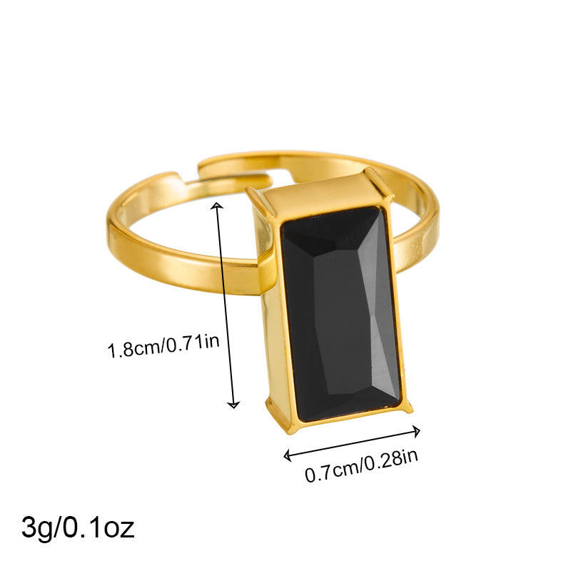 Vintage Fashion Women's Stainless Steel Square Black Gemstone Pendant Necklace Earrings Bracelet Set