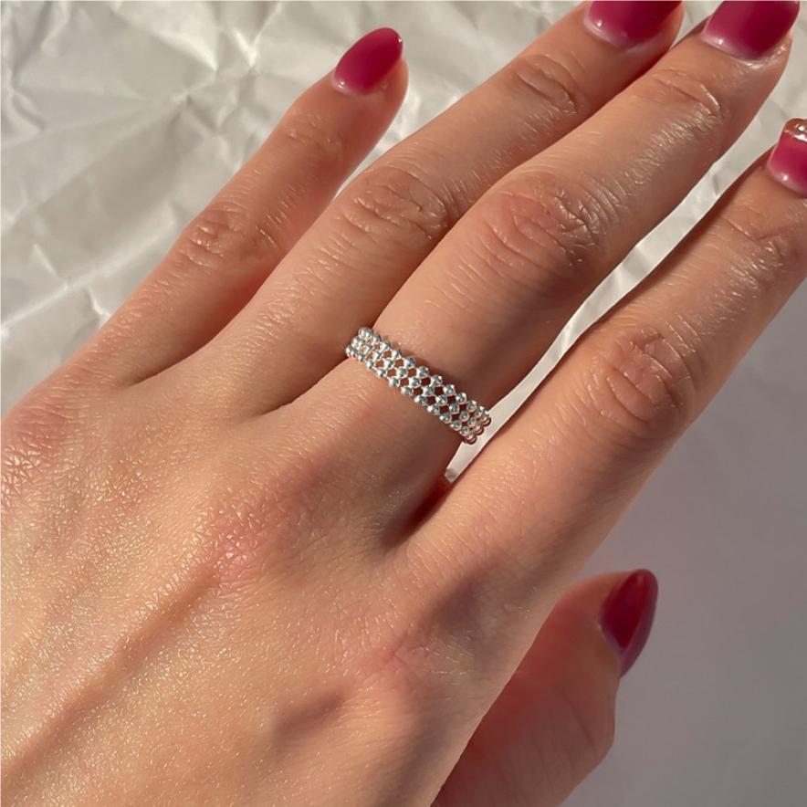Minimalist Sweet 925 Sterling Silver Round Geometric Adjustable Ring for Women