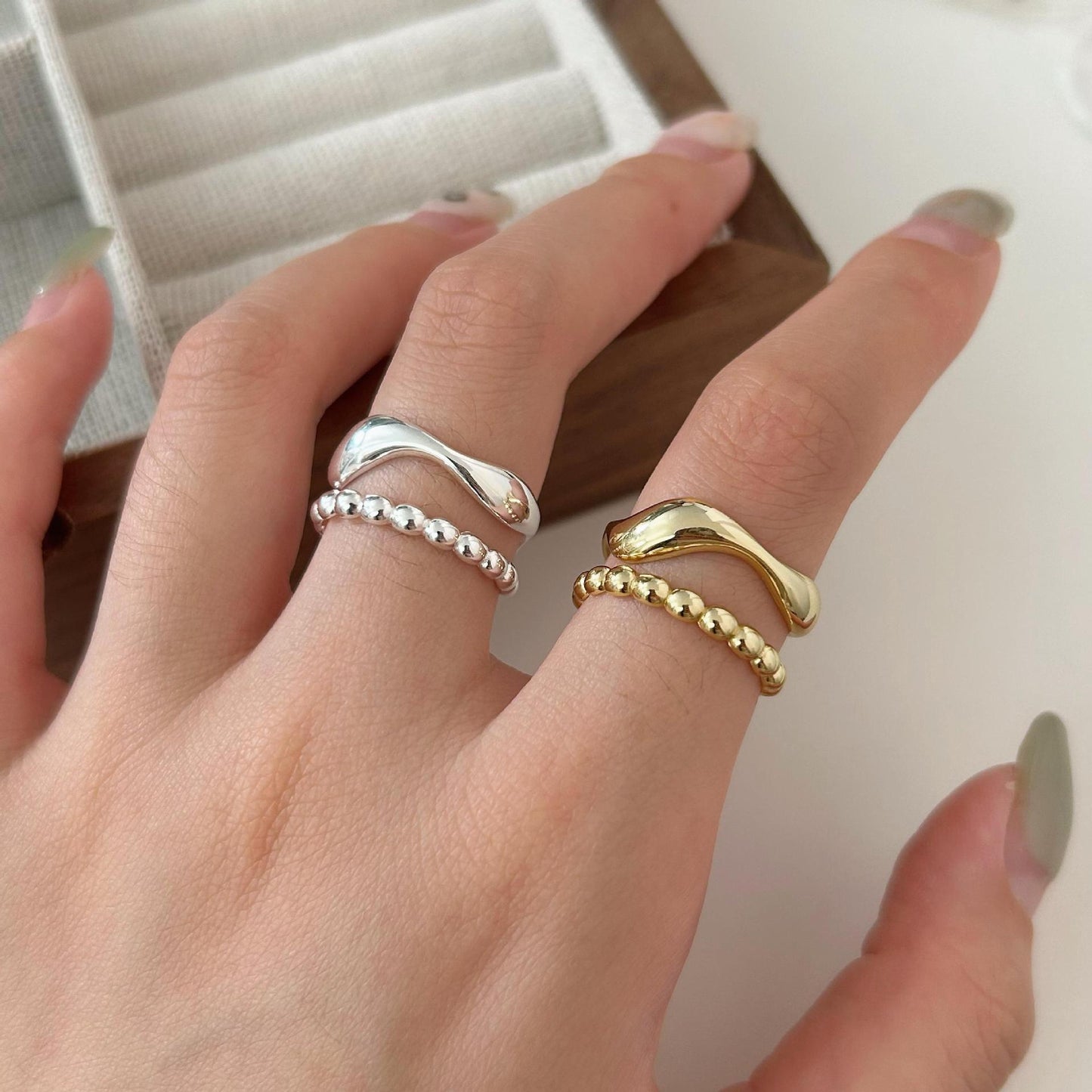 Minimalist Irregular Shape S925 Sterling Silver Ring for Women with Unique Design