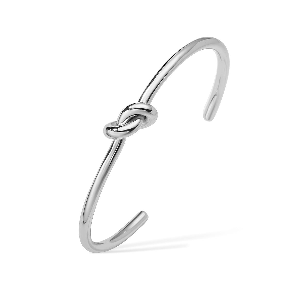 Bracciale regolabile minimalista alla moda a forma di nodo a cuore in acciaio inossidabile placcato oro 18 carati