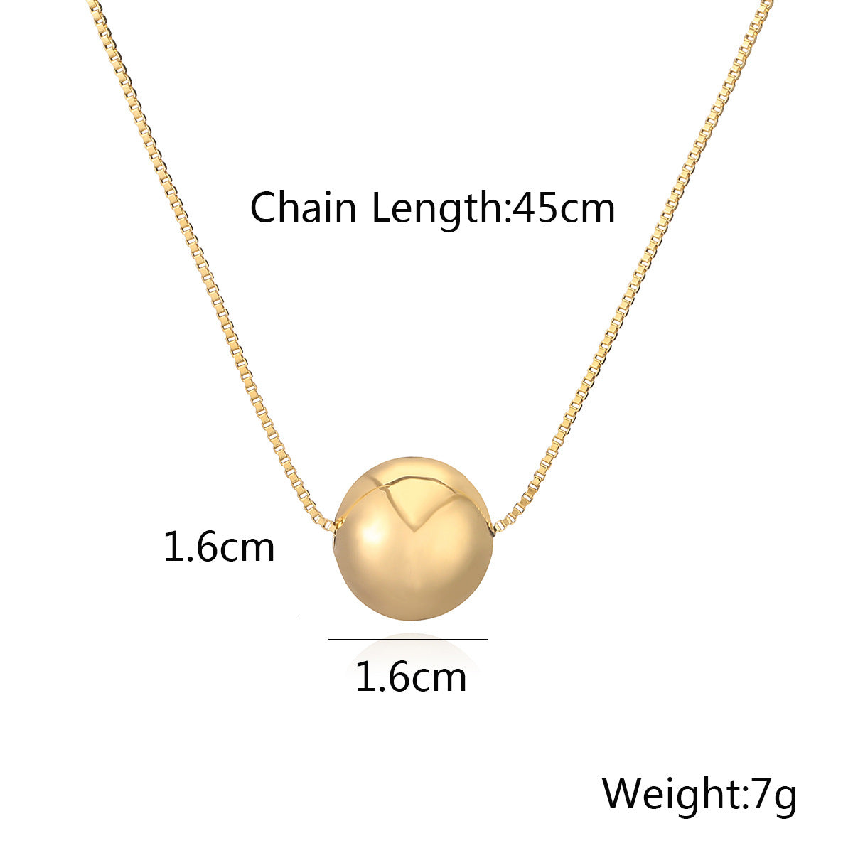 Minimalist Geometric Round Bead Pendant Necklace for Women in Brass with Gold Plating