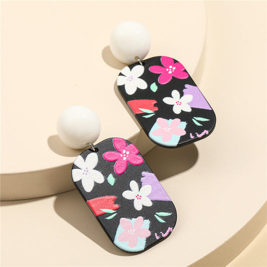 Sweet Floral Acrylic Earrings with 925 Sterling Silver Posts for Kids