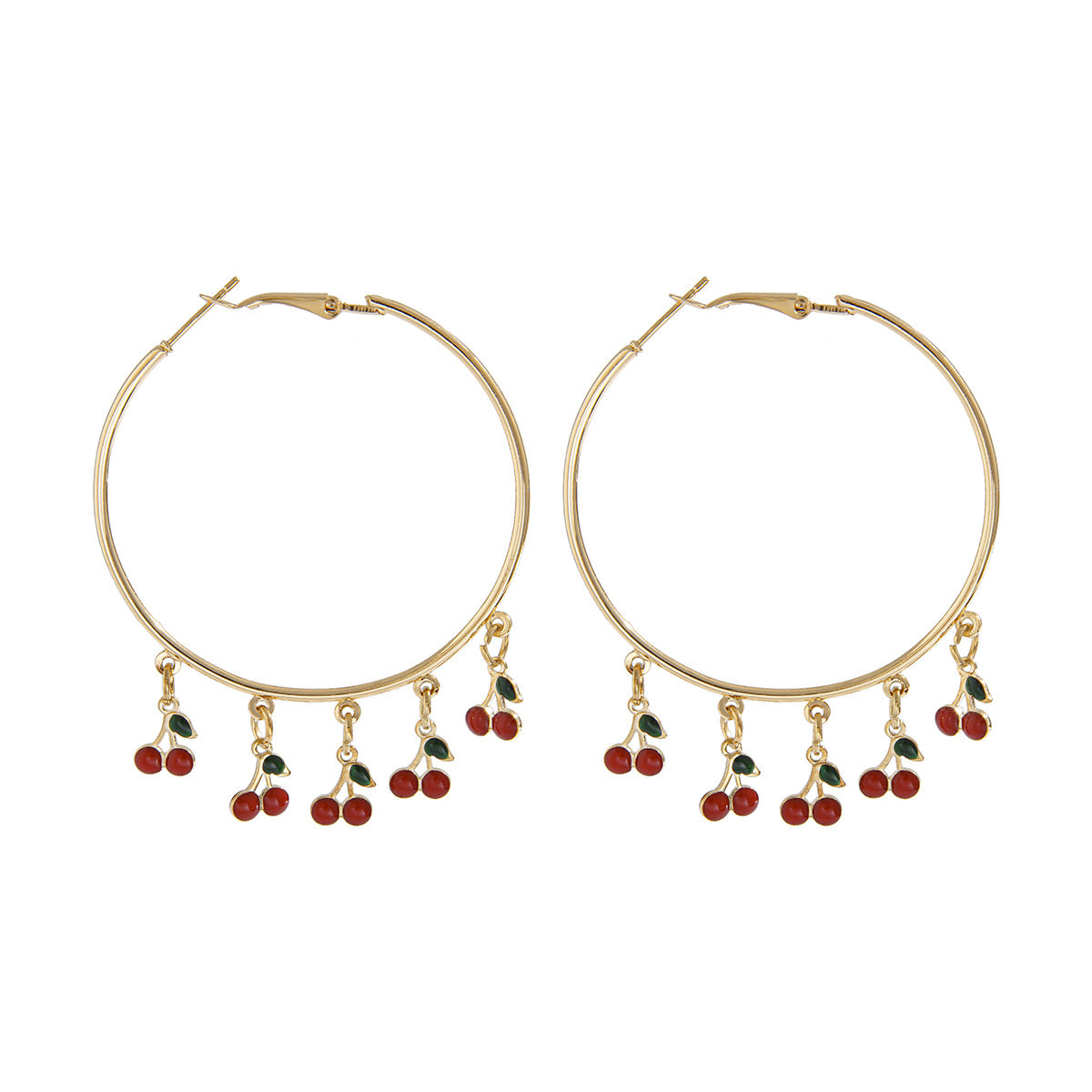 Punk Drip Oil Plated Alloy Cherry Earrings for Women