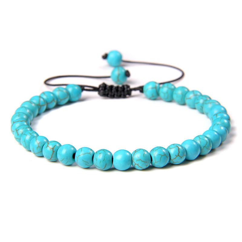 Sweet Sporty Geometric Natural White Crystal Stretch Bracelet 6mm Unisex Handmade Energy Bangle