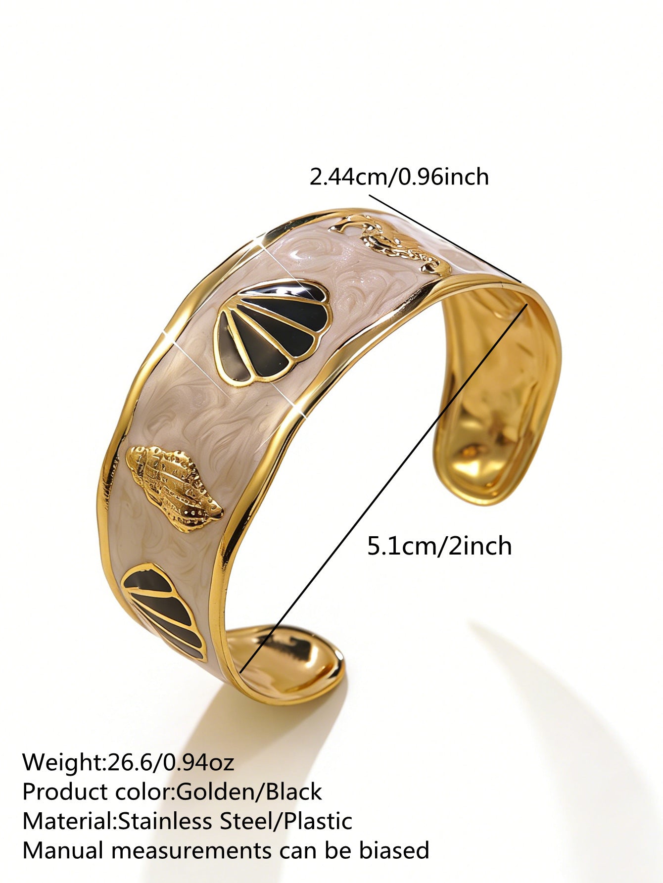 Elegante Pulsera Abierta de Lujo Floral con Esmalte de Aceite de Acero Inoxidable y Titanio con Cereza