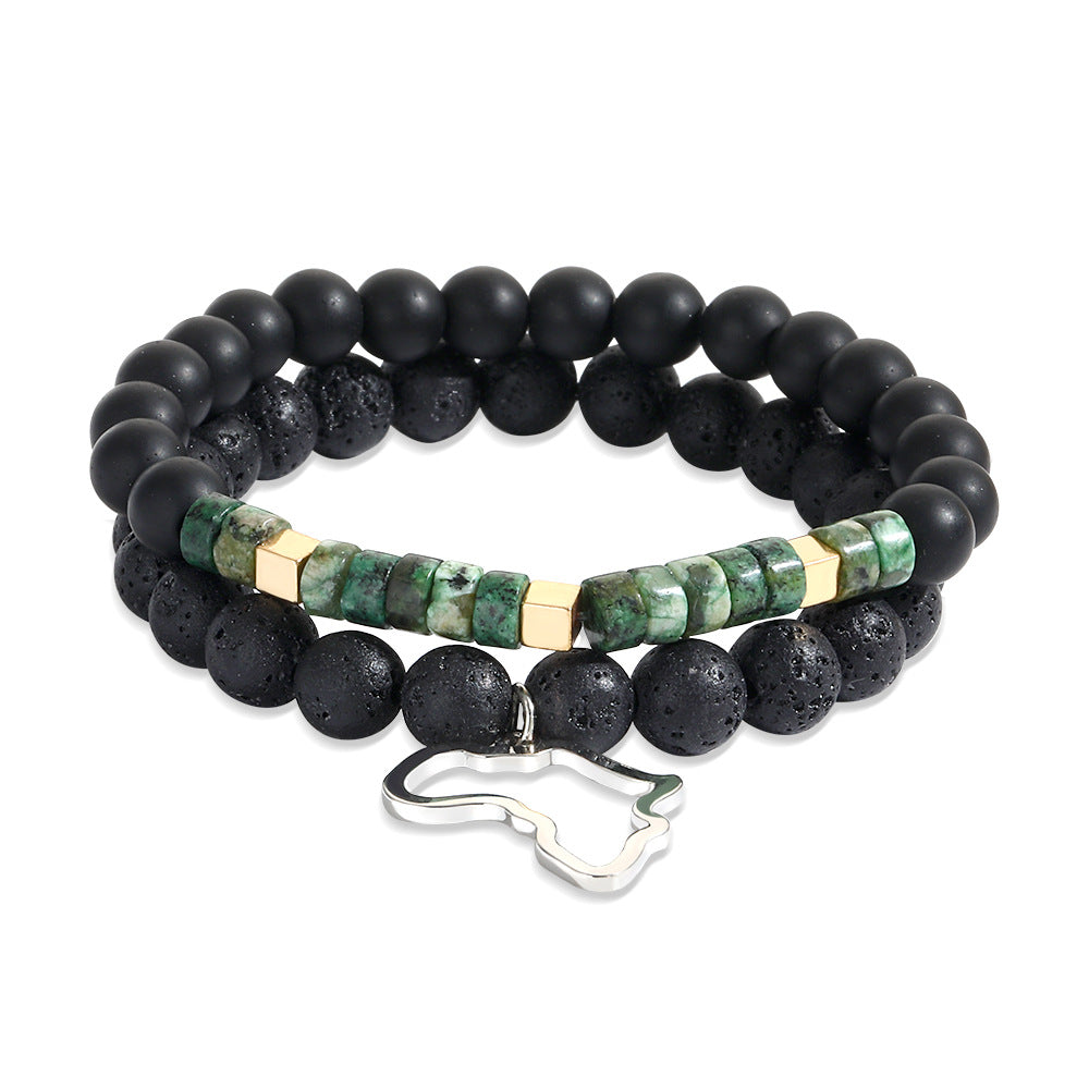 Handmade Geometric Cross Stone Beaded Bracelet Set for Unisex