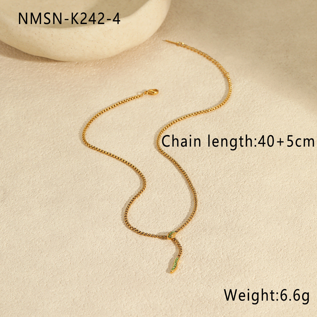 Collana da donna alla moda a forma di serpente in acciaio inossidabile con intarsi in zircone, finitura placcata, catena clavicola minimalista
