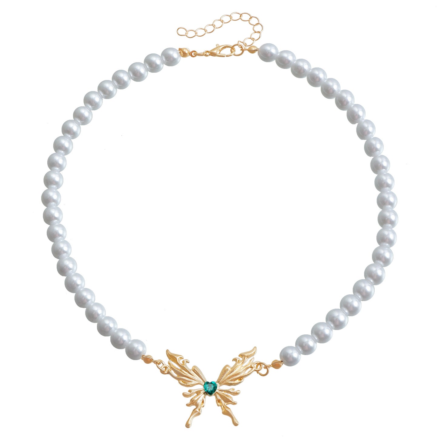 Butterfly-Shaped Alloy Pendant Necklace with Rhinestone Inlay and Gold Plating for Women, Minimalist Clavicle Chain