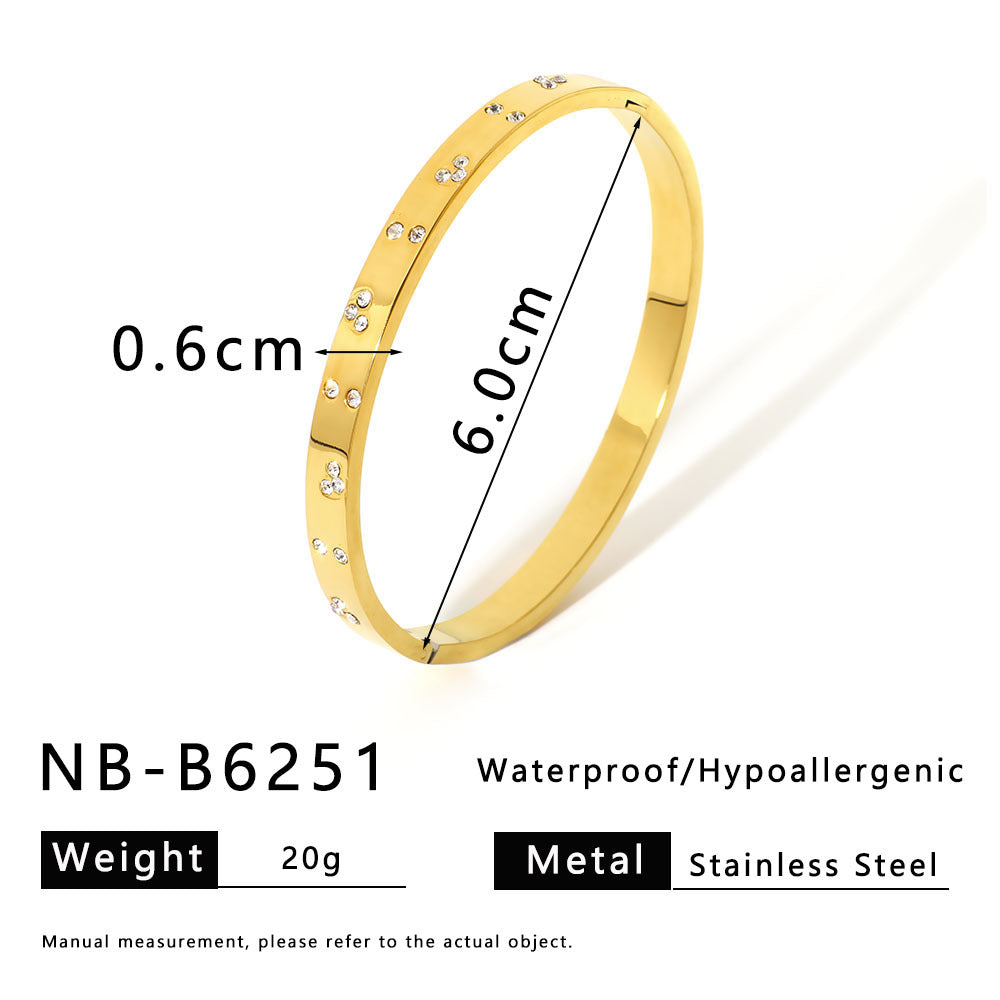 Bracciale Minimalista Stella Luna Occhio Ottagramma in Acciaio Inossidabile con Placcatura Oro 18K