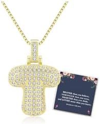 Sweet Hip-hop Letter Brass Cubic Zirconia Inlay Pendant Necklace Box Chain Unisex