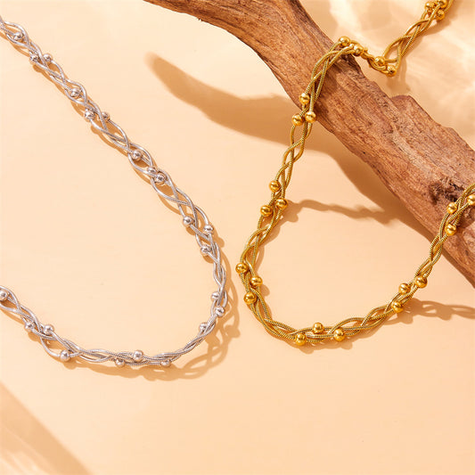 Collana da donna Minimalista Ufficio Chic in acciaio inossidabile placcato oro con corda incrociata
