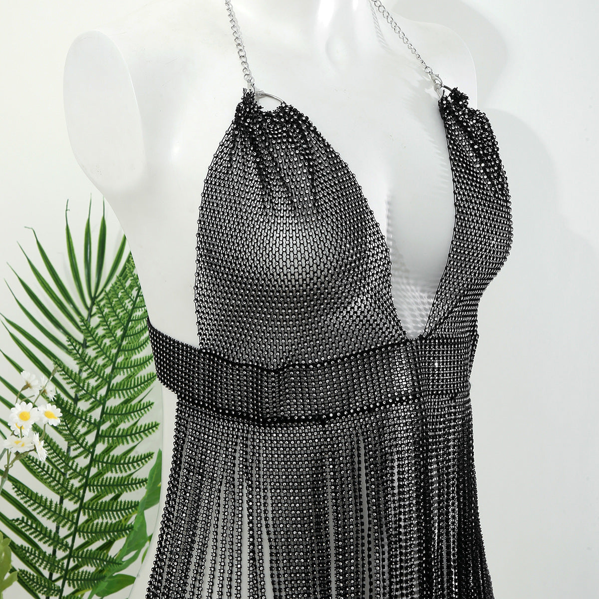 Geometric Rhinestone Plated Body Chain for Women Party Bikini Accessory