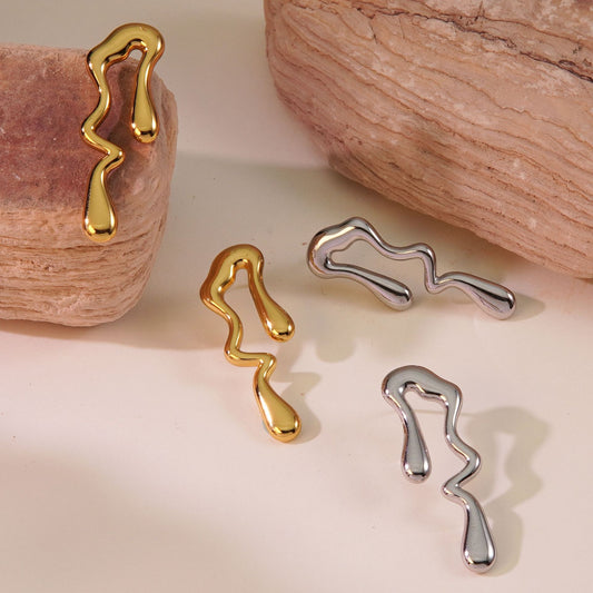 Minimalist Geometric Teardrop Plated Stainless Steel Earrings for Women
