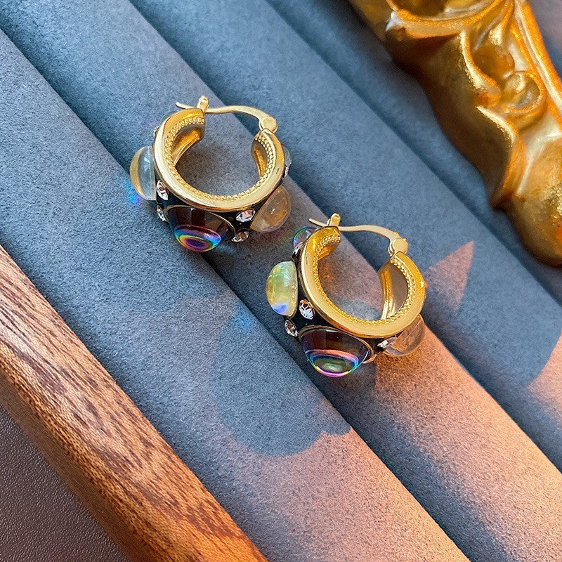 Orecchini a perno geometrici minimalisti in lega con placcatura in rodio da donna, gioielli per orecchie artistici di ispirazione vintage con perni in argento sterling 925