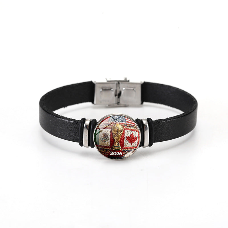 Bracciale Unisex con bottone a pressione in pelle placcata con forme geometriche alla moda
