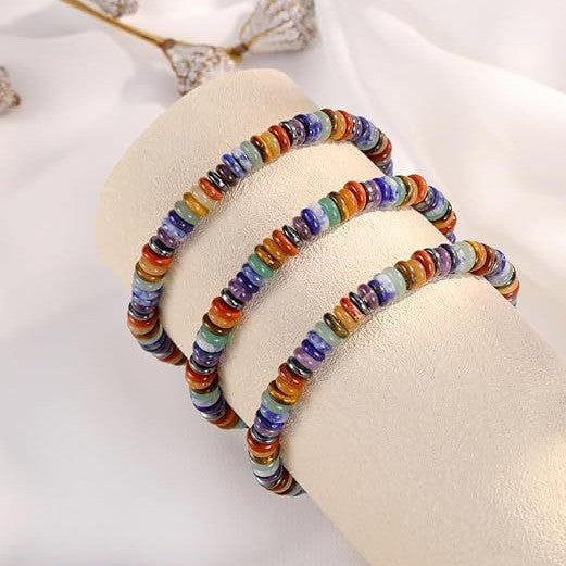 Minimalist Ethnic Natural Stone Crystal Round Geometric Beaded Bracelet for Women