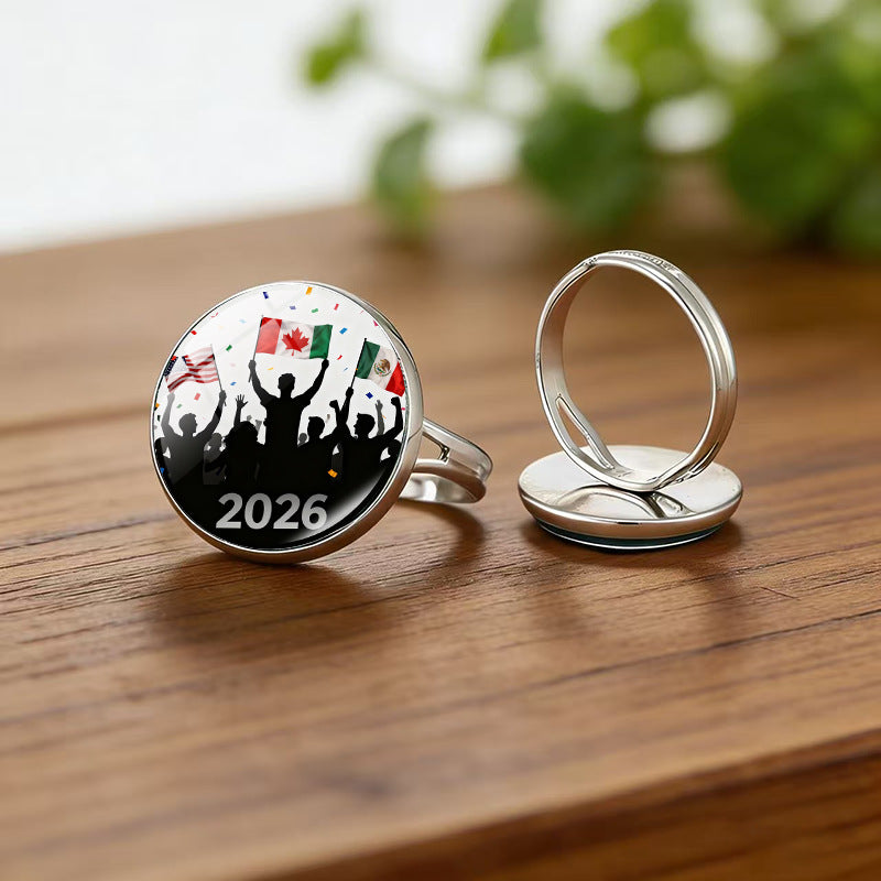 Vintage Sporty Geometric Alloy Plated Ring Unisex World Cup Trophy Pattern Jewelry
