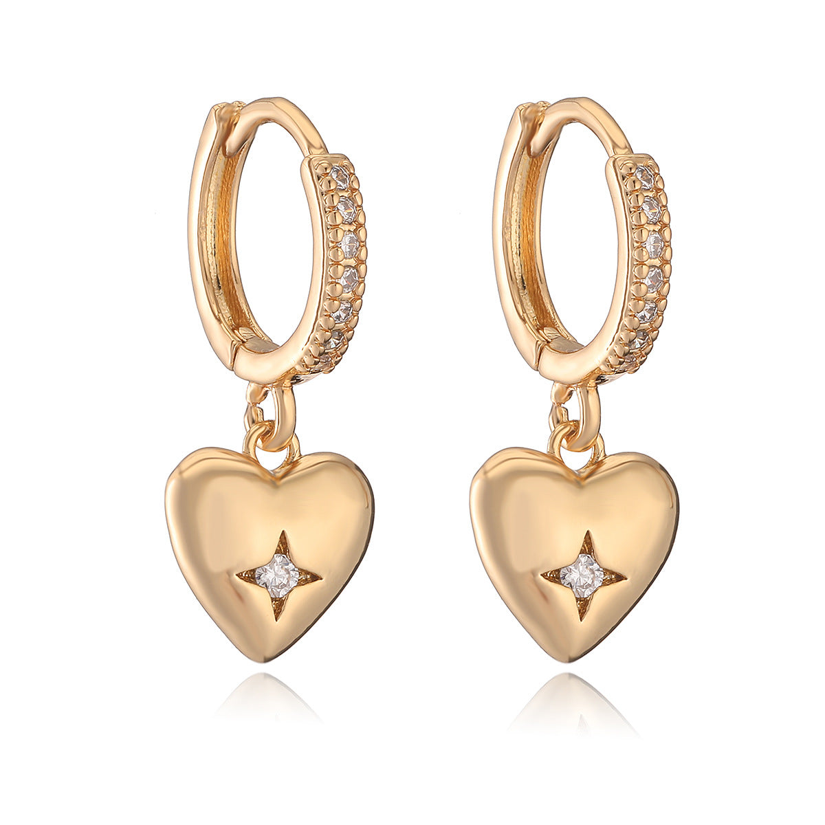 Orecchini pendenti da donna minimalisti geometrici irregolari a palloncino in ottone con placcatura in oro vero e intarsio di zirconi