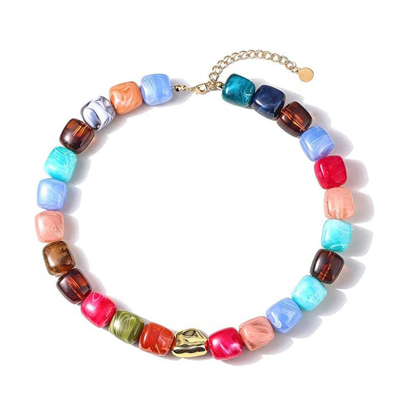 Casual Geometric Resin Polished Necklace for Women