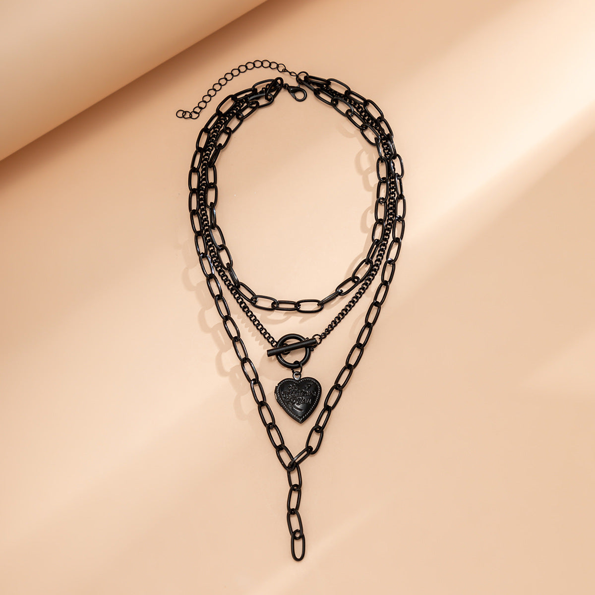 Minimalist Sweet Star Heart Rhinestone Alloy Pendant Plated Brass Curb Chain Layered Necklace for Women