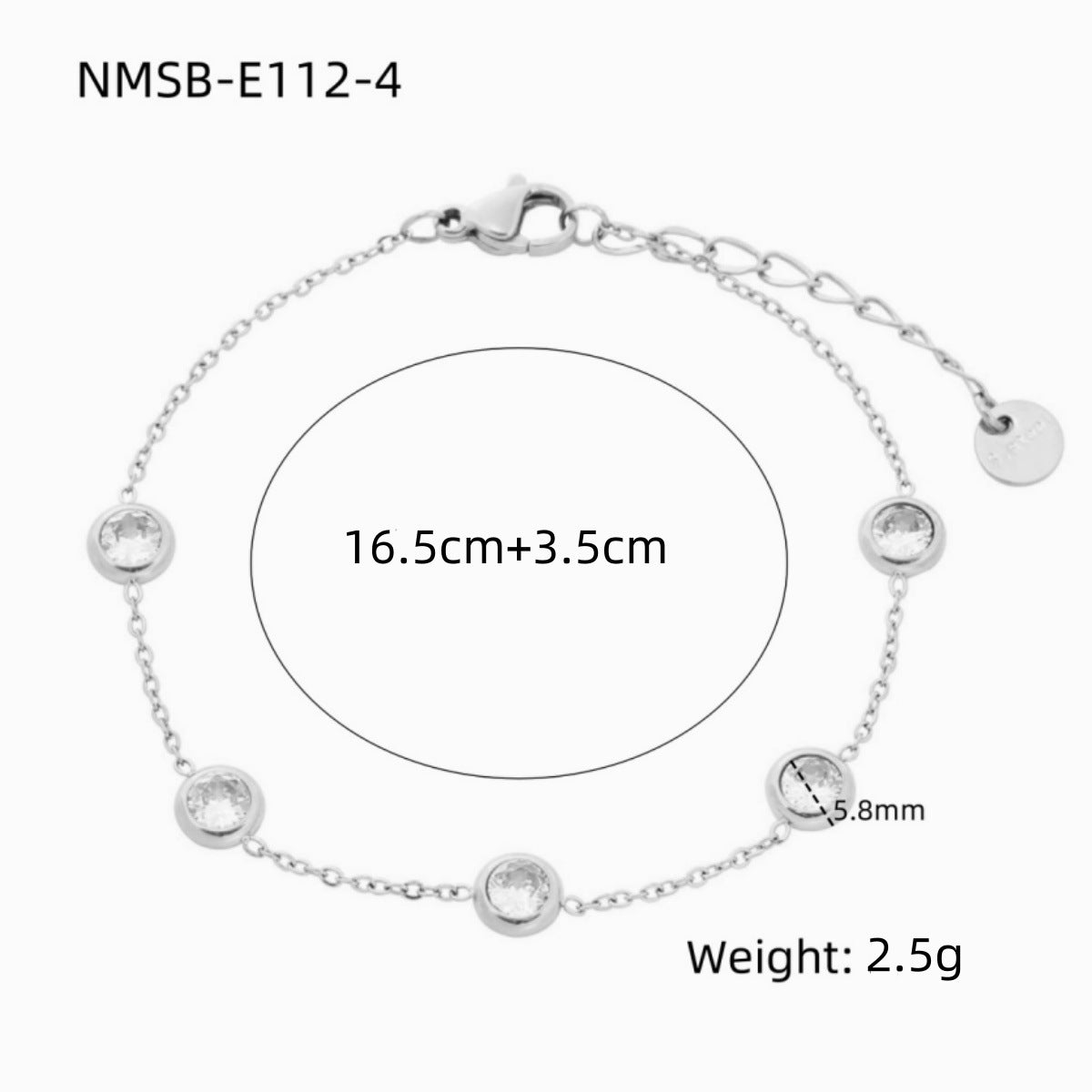 Pulsera de acero inoxidable con diseño geométrico redondo y diamantes de imitación para mujer, acabado chapado, aspecto lujoso, resistente al deslustre
