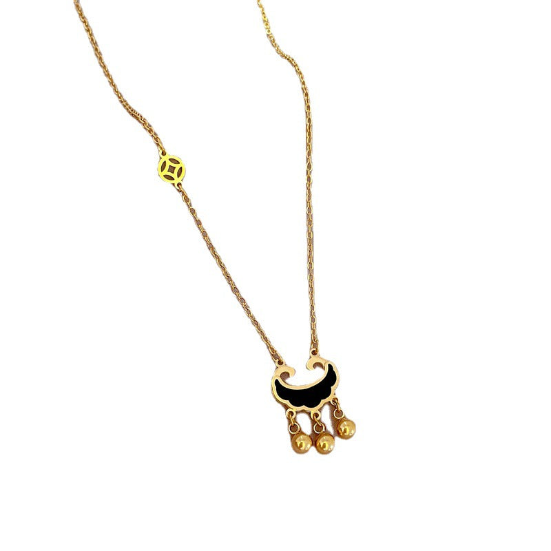 Minimalist Geometric Titanium Steel Necklace with Gold Plating for Women