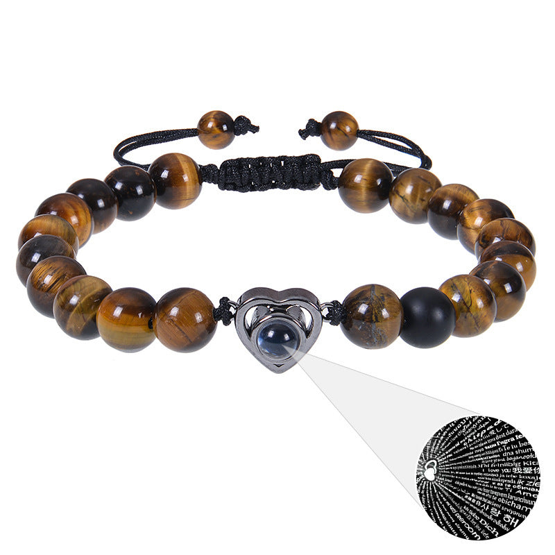 I Love You Projection Crystal Agate Bracelet Unisex Round Letter Charm