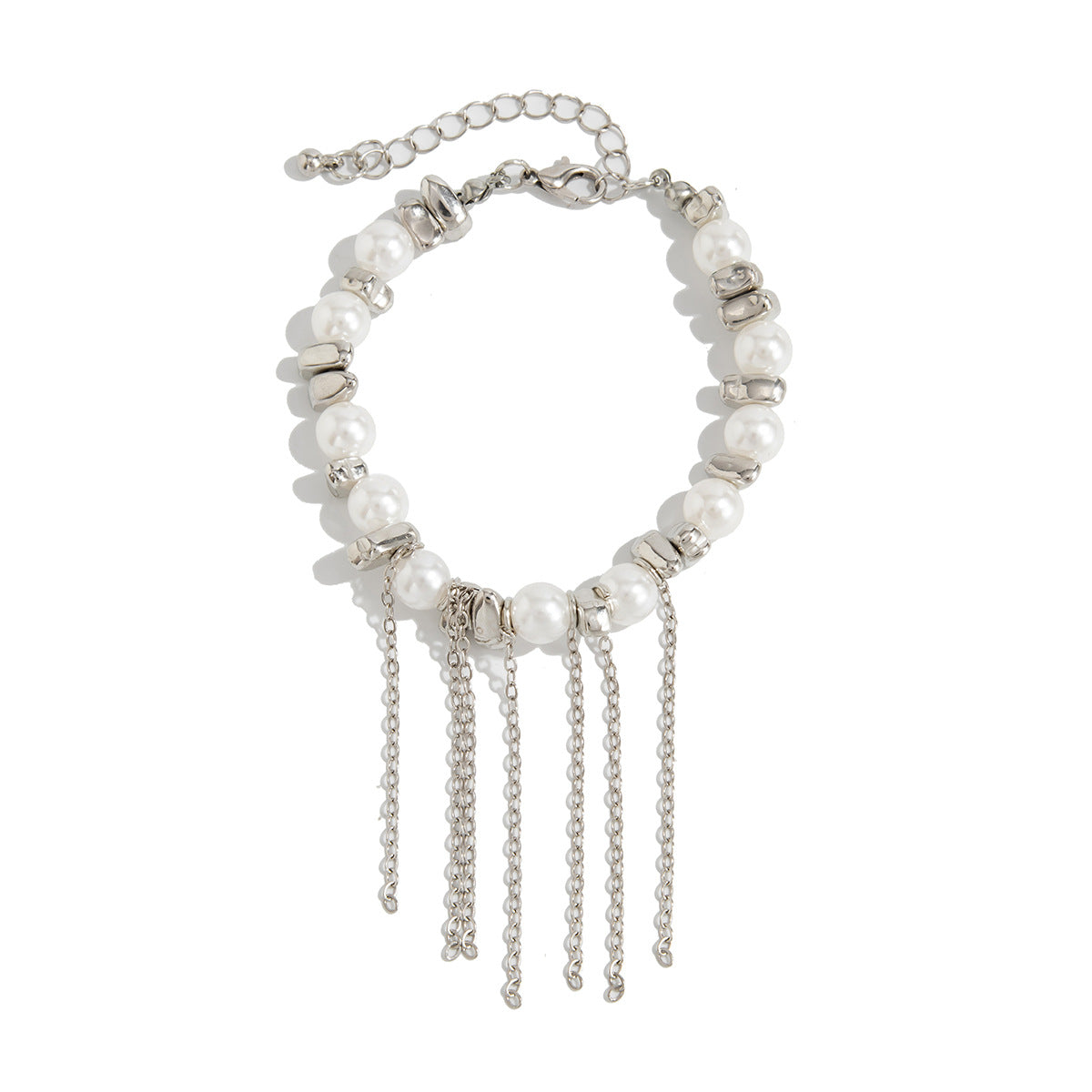 Minimalist Geometric Faux Pearl Plated Brass Necklace for Women