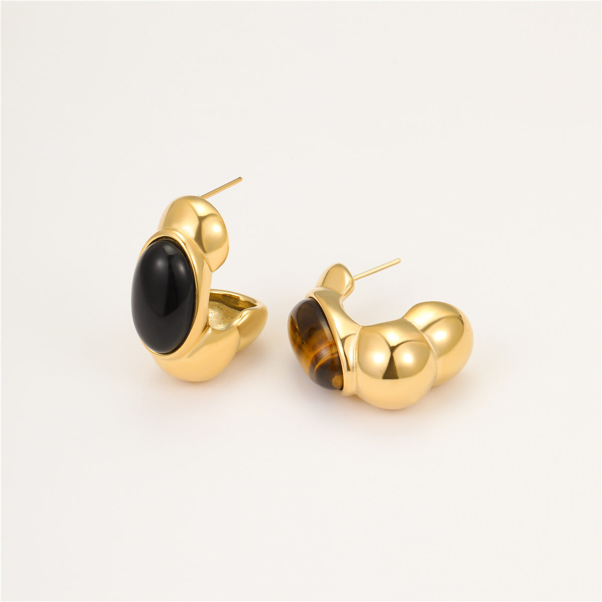 Orecchini minimalisti in acciaio inossidabile con finitura galvanica geometrica per donna, eleganti gioielli retrò chic francesi