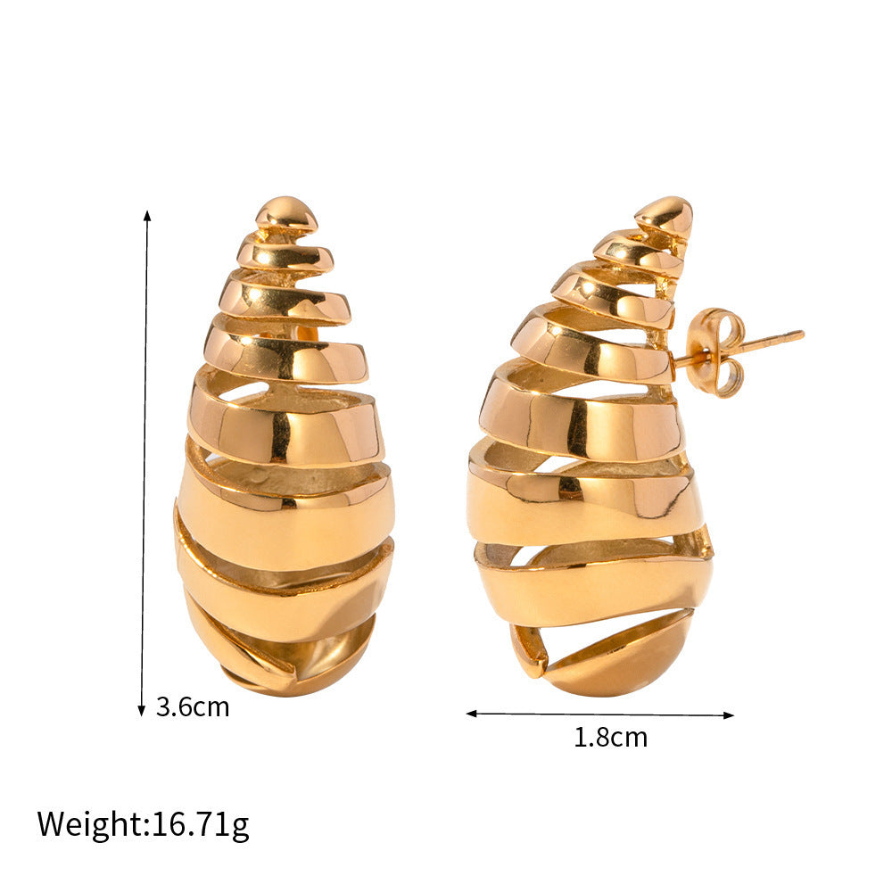 Orecchini minimalisti in acciaio al titanio a forma di goccia d'acqua per donne, placcati oro 18K e con design geometrico