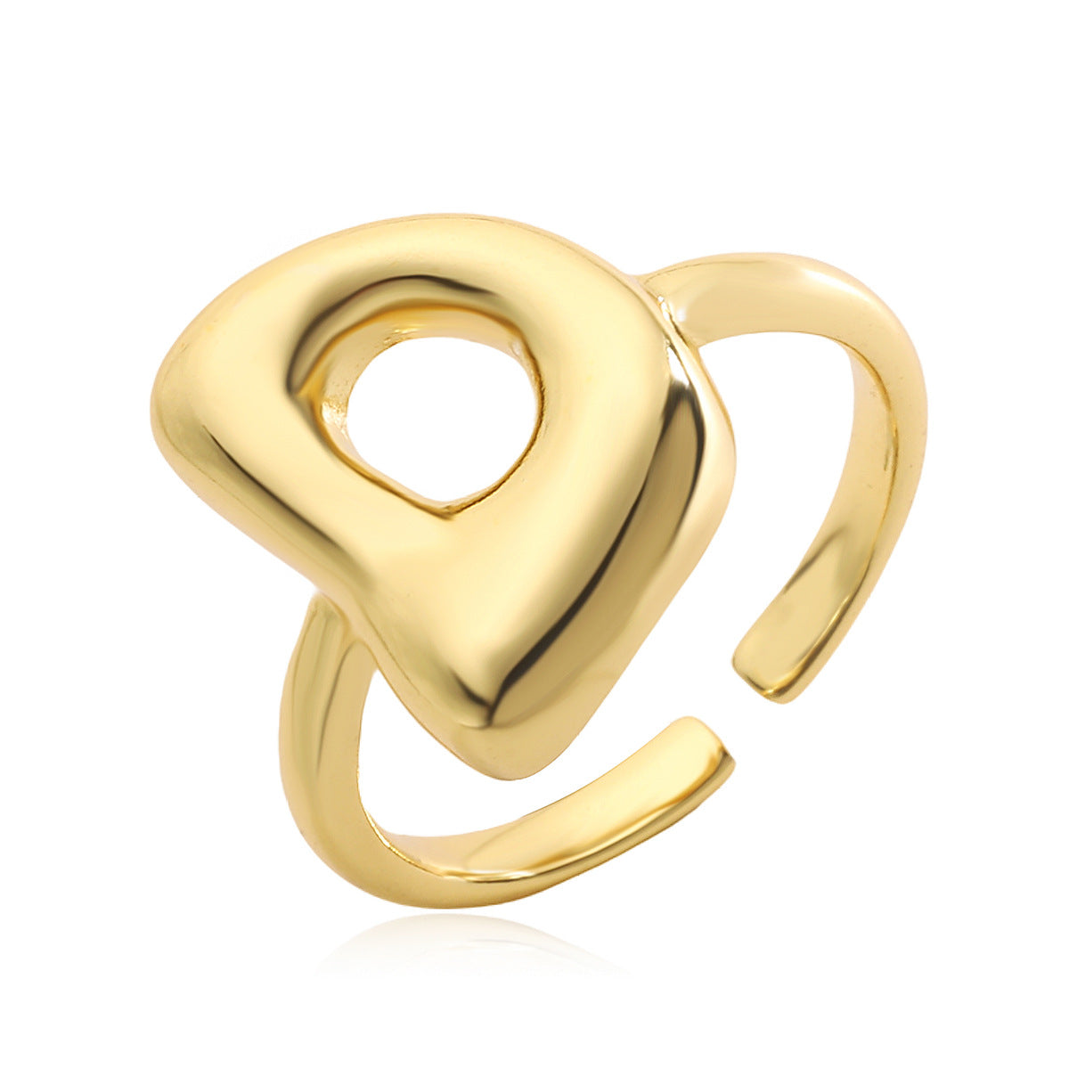 Anello da donna minimalista a lettera geometrica in rame placcato oro 18 carati con fascia aperta regolabile