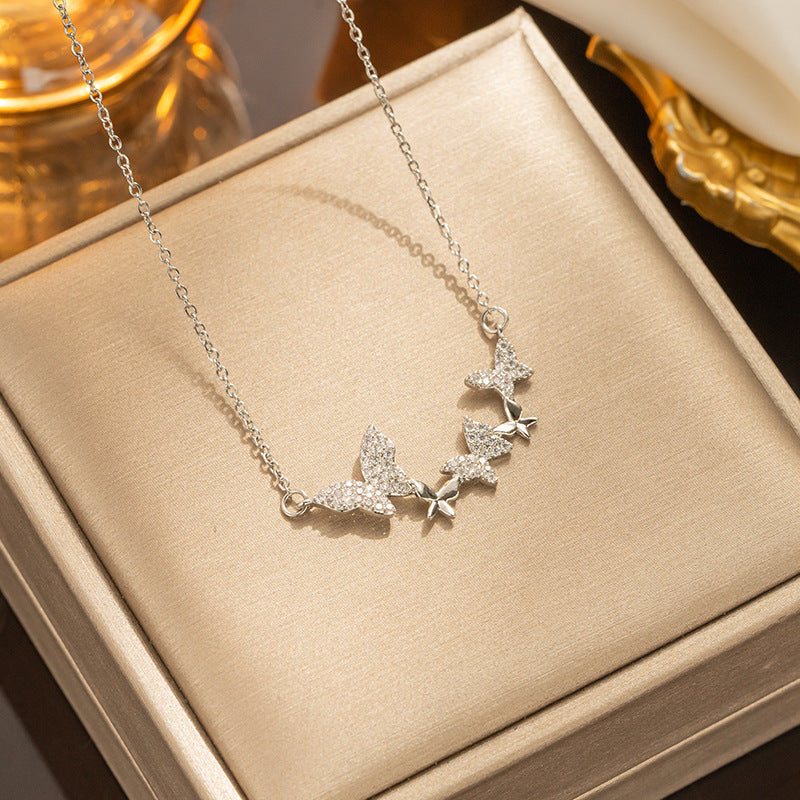 Collar con colgante minimalista de nudo de lazo de acero de titanio para mujer con cadena de serpiente chapada