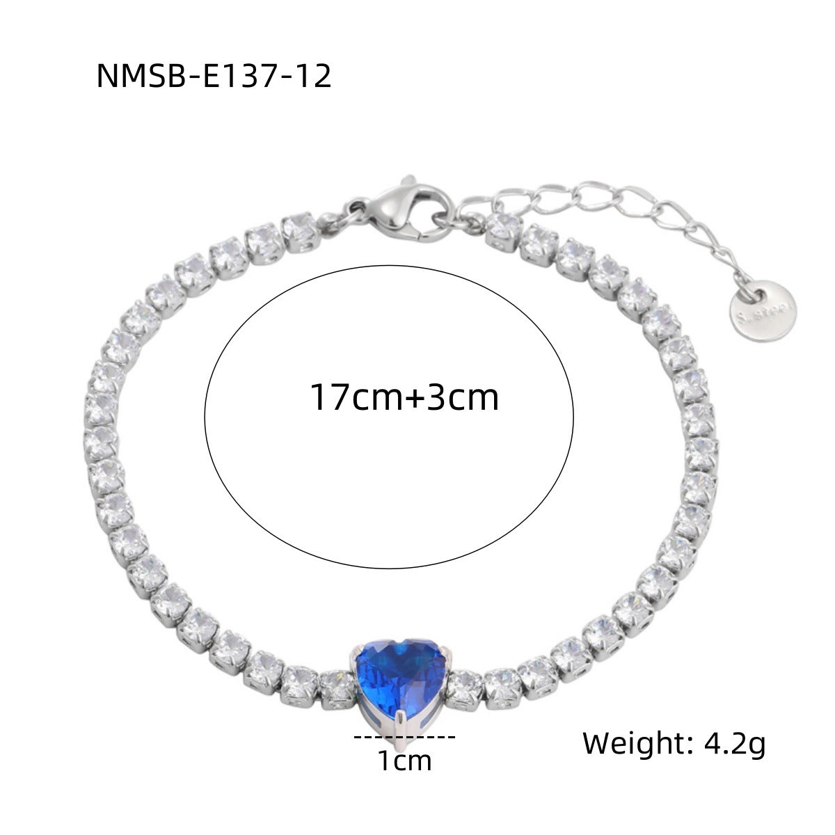 Fashion OL Geometric Heart 18K Gold Plated Stainless Steel Rhinestone Bracelet for Women