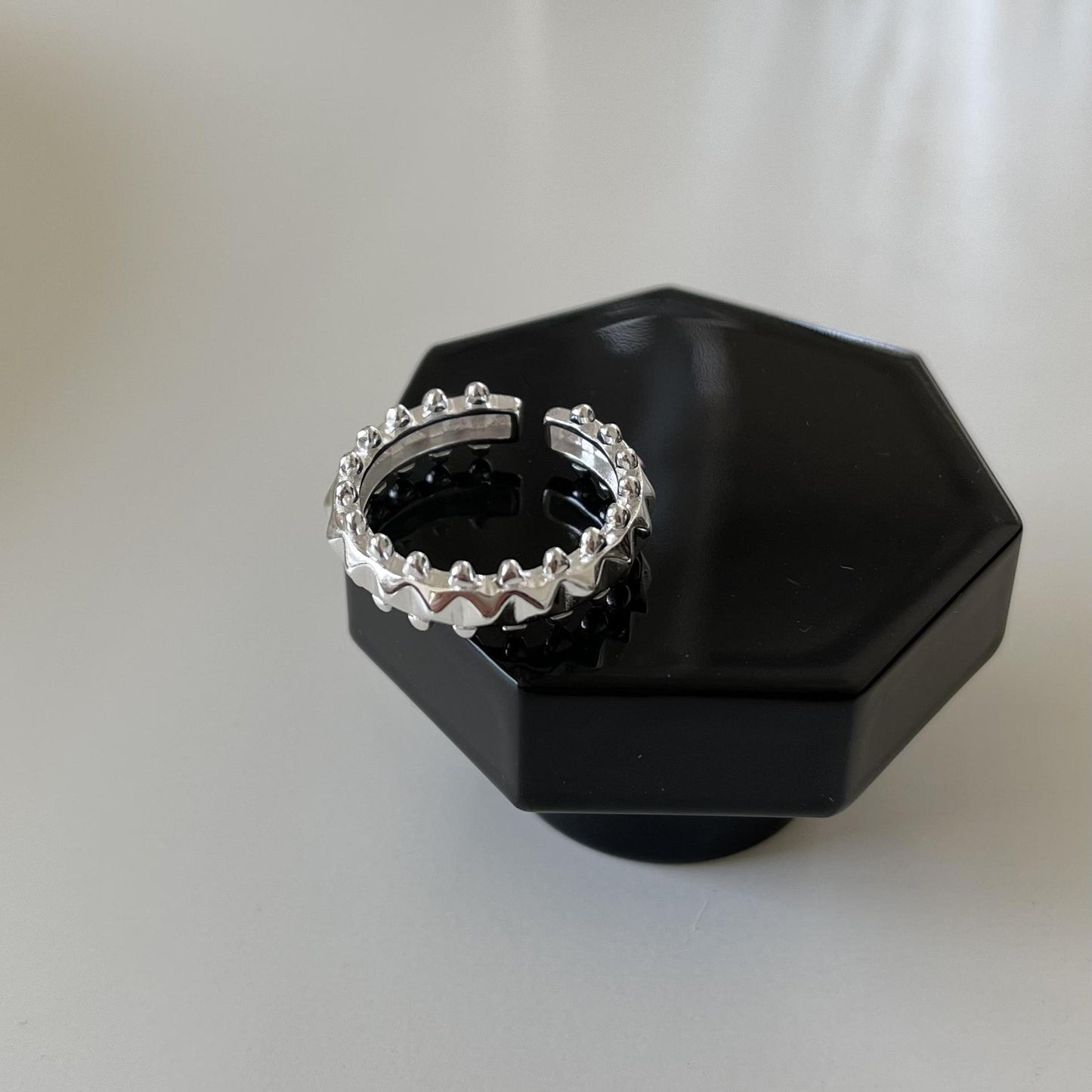 Anello a borchia minimalista da donna in argento sterling 925, stile hip-hop