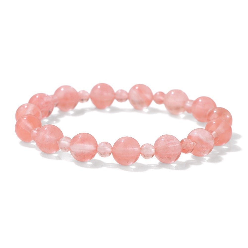 Minimalist Sweet Natural Crystal Beaded Bracelet Unisex 8mm Elastic Stretch Bangle with Star and Geometric Charms