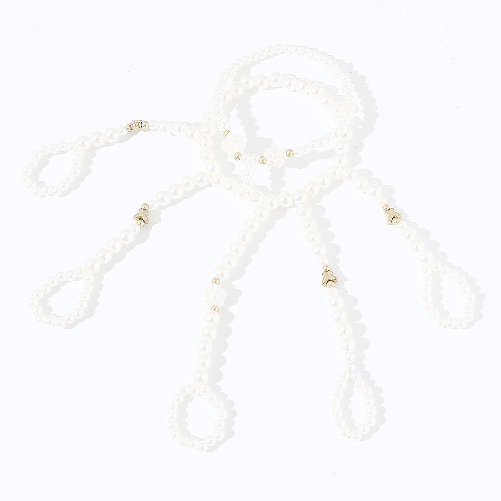 Pulsera Dulce Floral con Perlas para Niñas con Dijes de Flores de Resina y Delicados Acentos de Estrellas