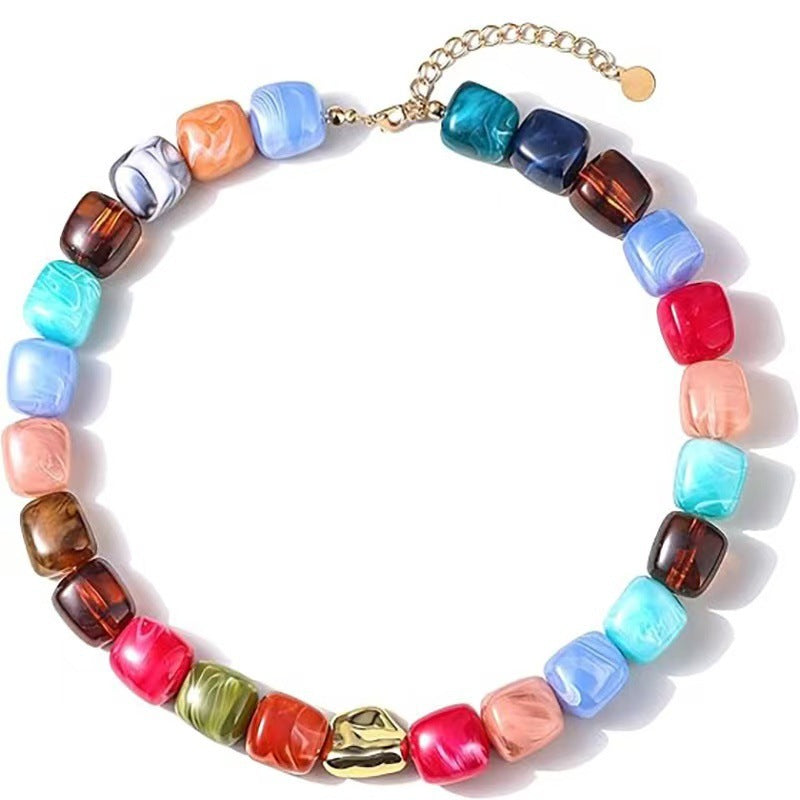 Luxury Heart Resin Pendant Acrylic Bead Necklace for Women