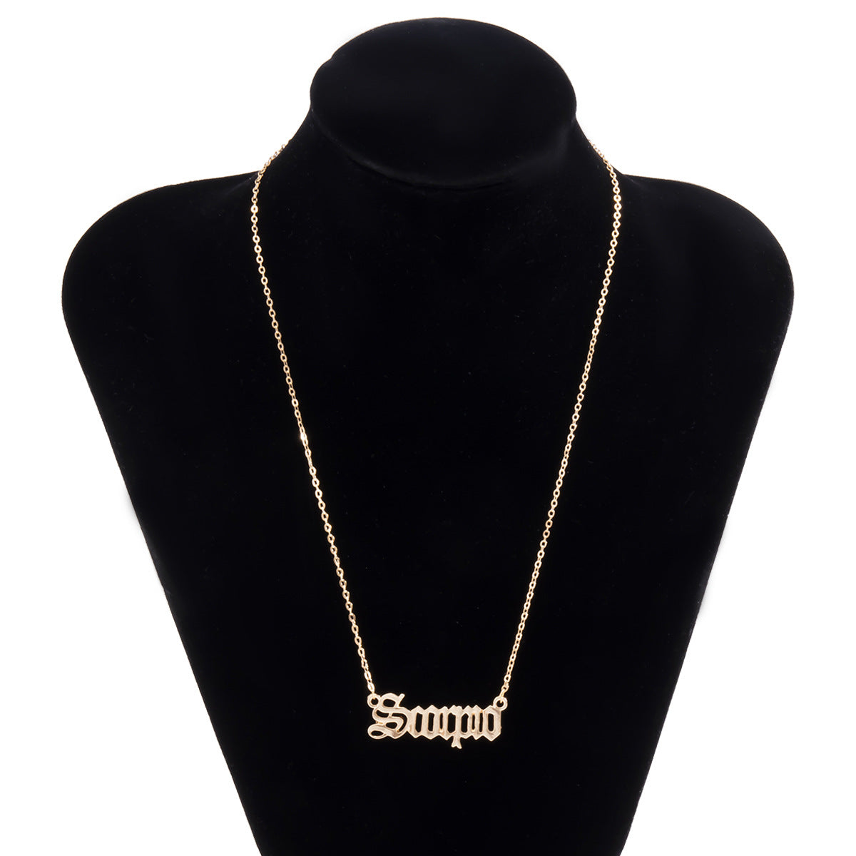 Collar con dije de letra geométrica para mujer - Cadena de aleación vintage minimalista con incrustaciones de diamantes de imitación, cadena de hierro chapado en cobre, diseño elegante y atemporal
