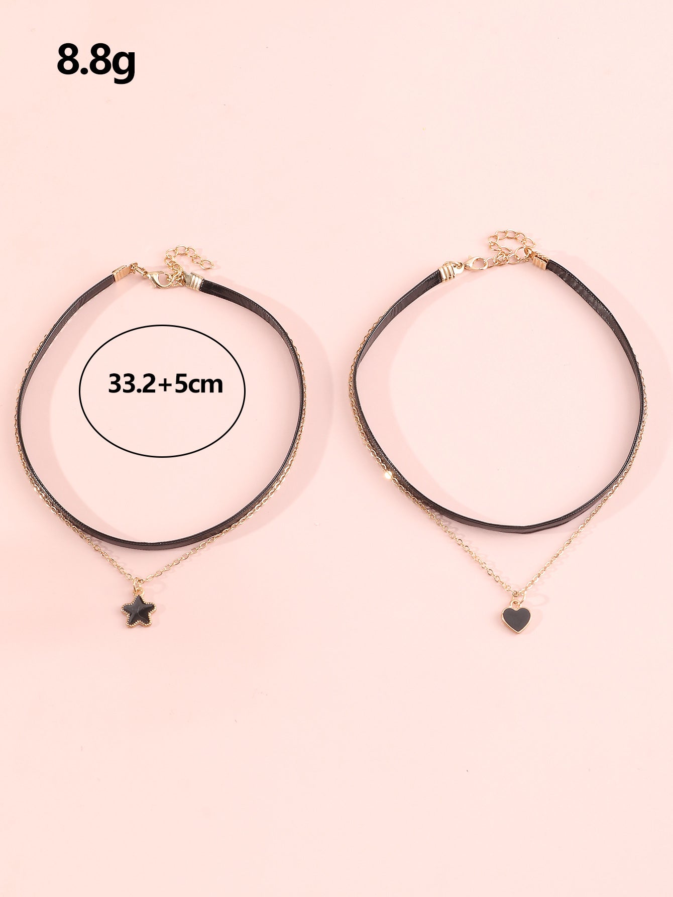 Collana con ciondolo a doppio strato cuore e stella in stile Rock Hip Hop per ragazze, in lega con finitura smaltata